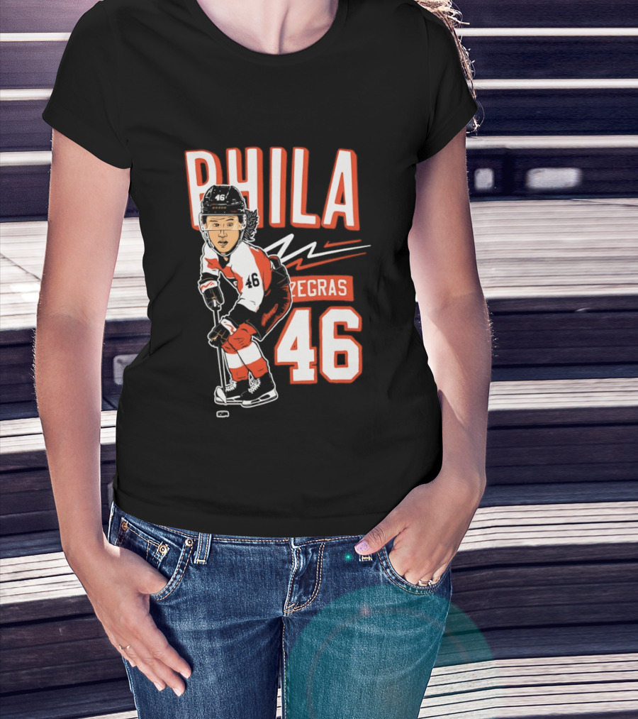 Phila Zegras 46 Caricature Philadelphia Flyers NHL Hockey 2026 T-Shirt