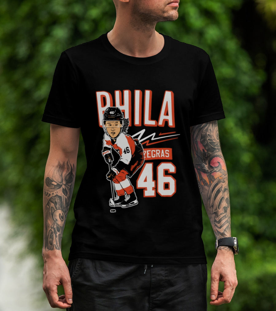 Phila Zegras 46 Caricature Philadelphia Flyers NHL Hockey 2026 T-Shirt