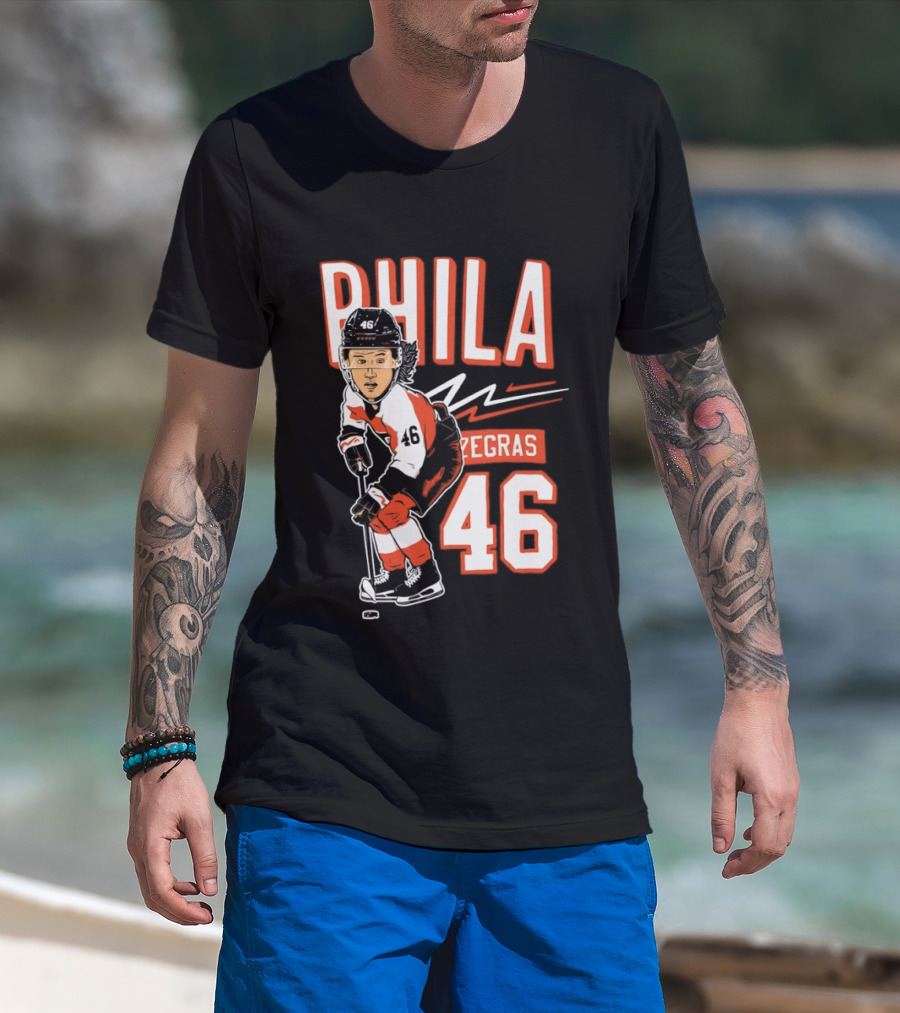 Phila Zegras 46 Caricature Philadelphia Flyers NHL Hockey 2026 T-Shirt