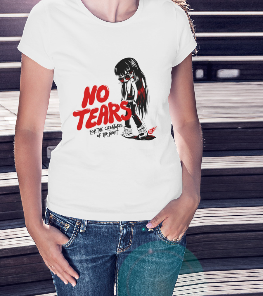 No Tears For The Creatures Of The Night Anime Gothic Style With Red Highlights T-Shirt