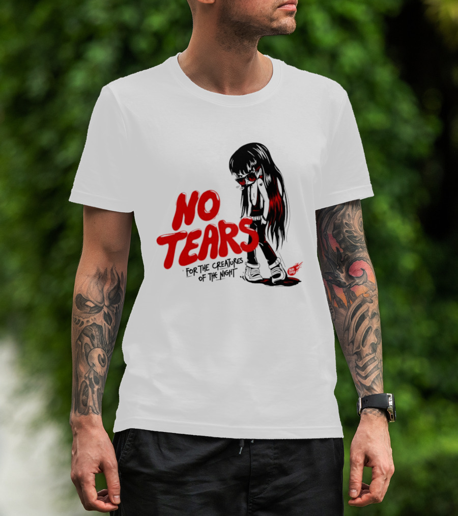 No Tears For The Creatures Of The Night Anime Gothic Style With Red Highlights T-Shirt