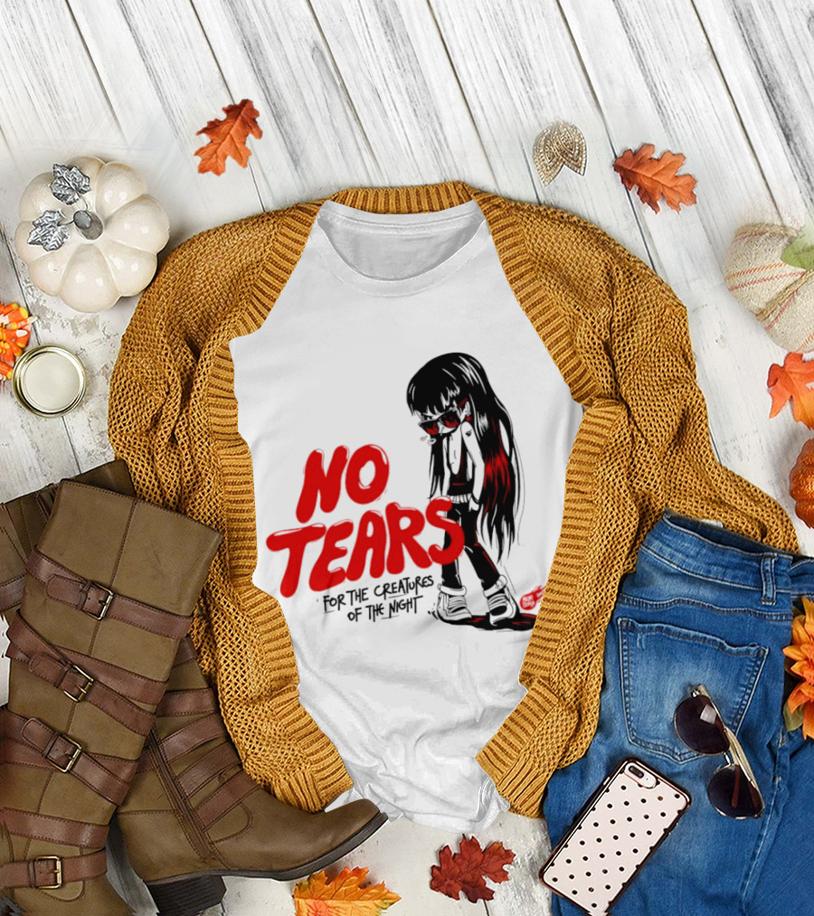 No Tears For The Creatures Of The Night Anime Gothic Style With Red Highlights T-Shirt