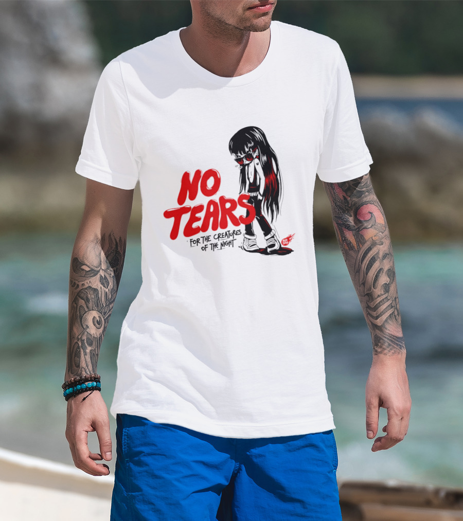 No Tears For The Creatures Of The Night Anime Gothic Style With Red Highlights T-Shirt