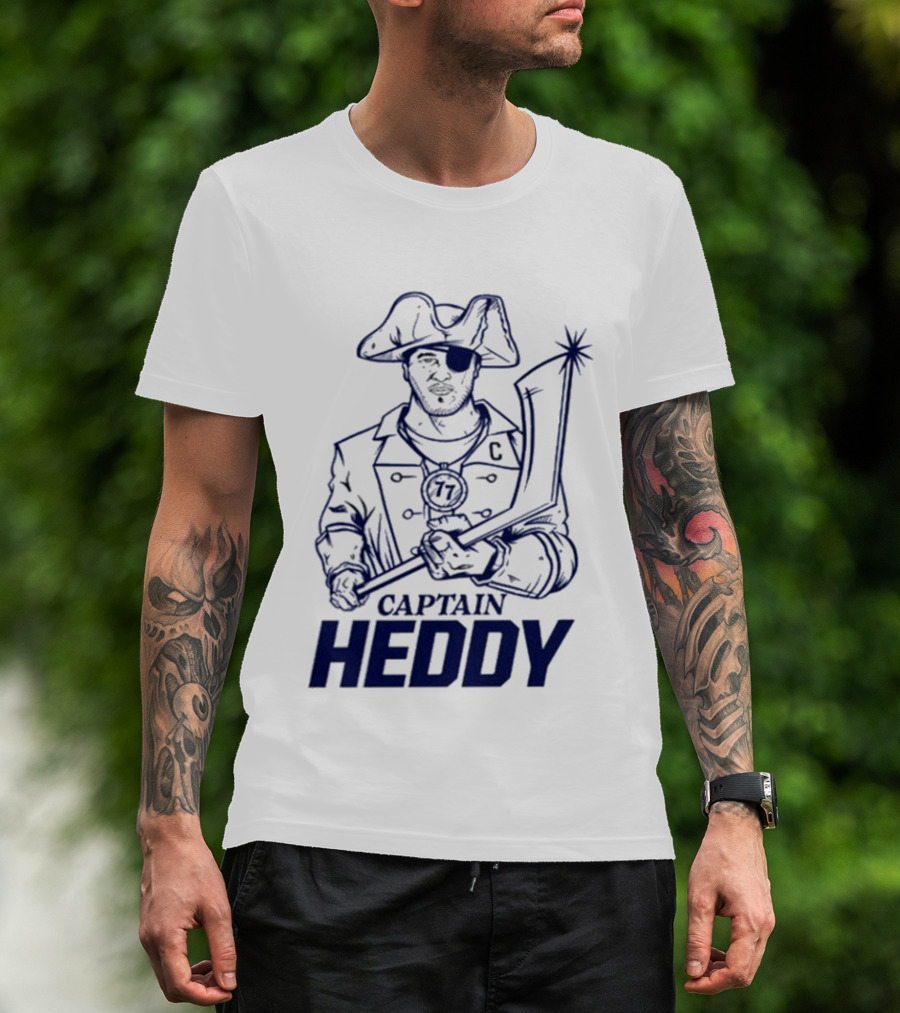 Captain Heddy C Logo Pirate Eye Patch Sword T-Shirt