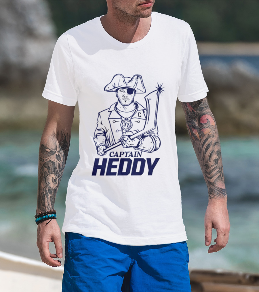 Captain Heddy C Logo Pirate Eye Patch Sword T-Shirt