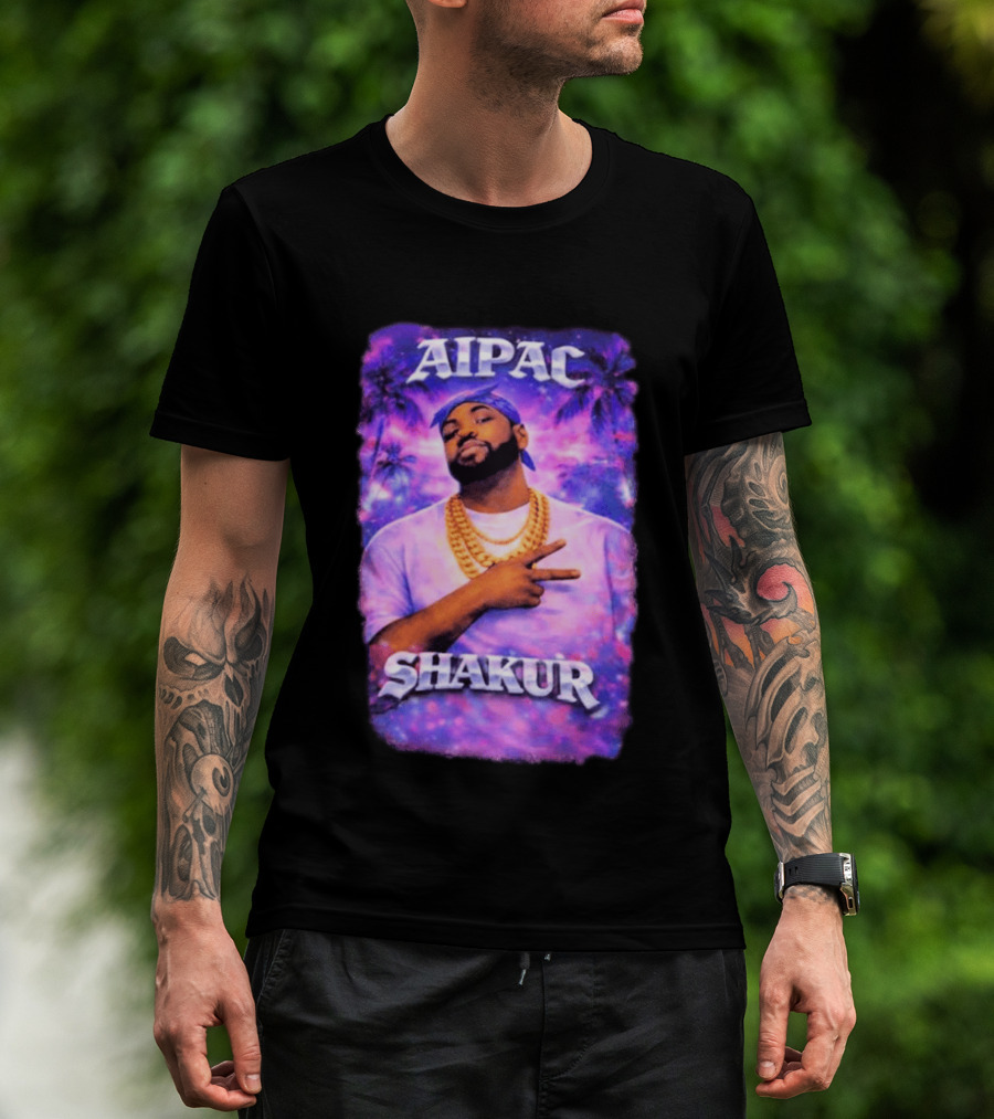 Aipac Shakur Bandana Chains Purple T-Shirt