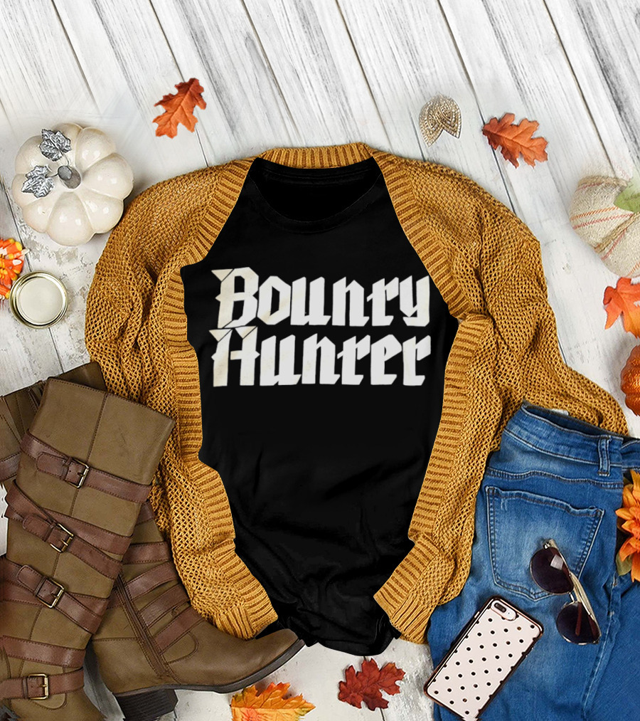 Bounty Hunter Typography Style White T-Shirt