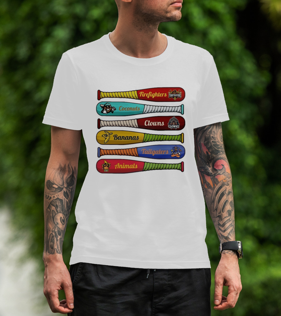 Firefighters Coconuts Clowns Bananas Tailgaters Animals Baseball Bats T-Shirt