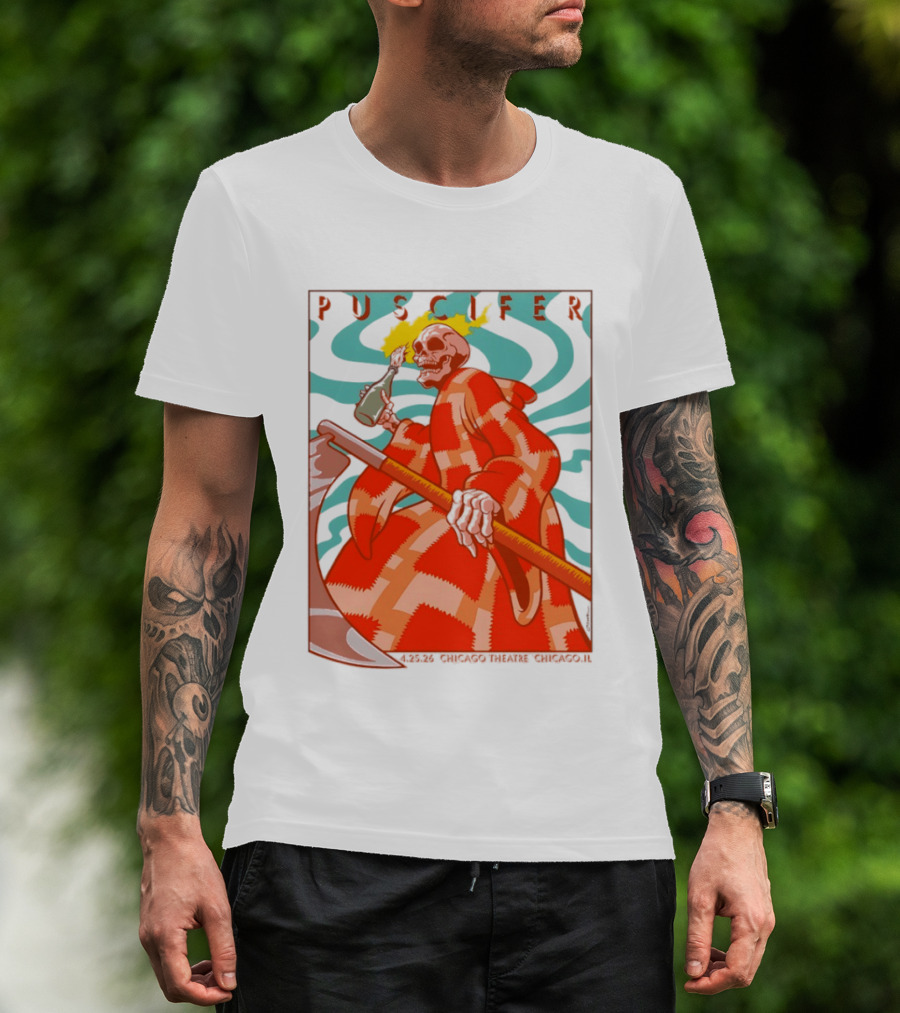 Puscifer Skeleton Art Chicago Theatre 2023 Concert Merchandise T-Shirt