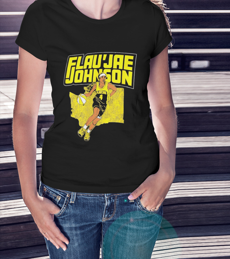 Flau'jae Johnson Basketball Illustration Yellow Seattle Storm T-Shirt