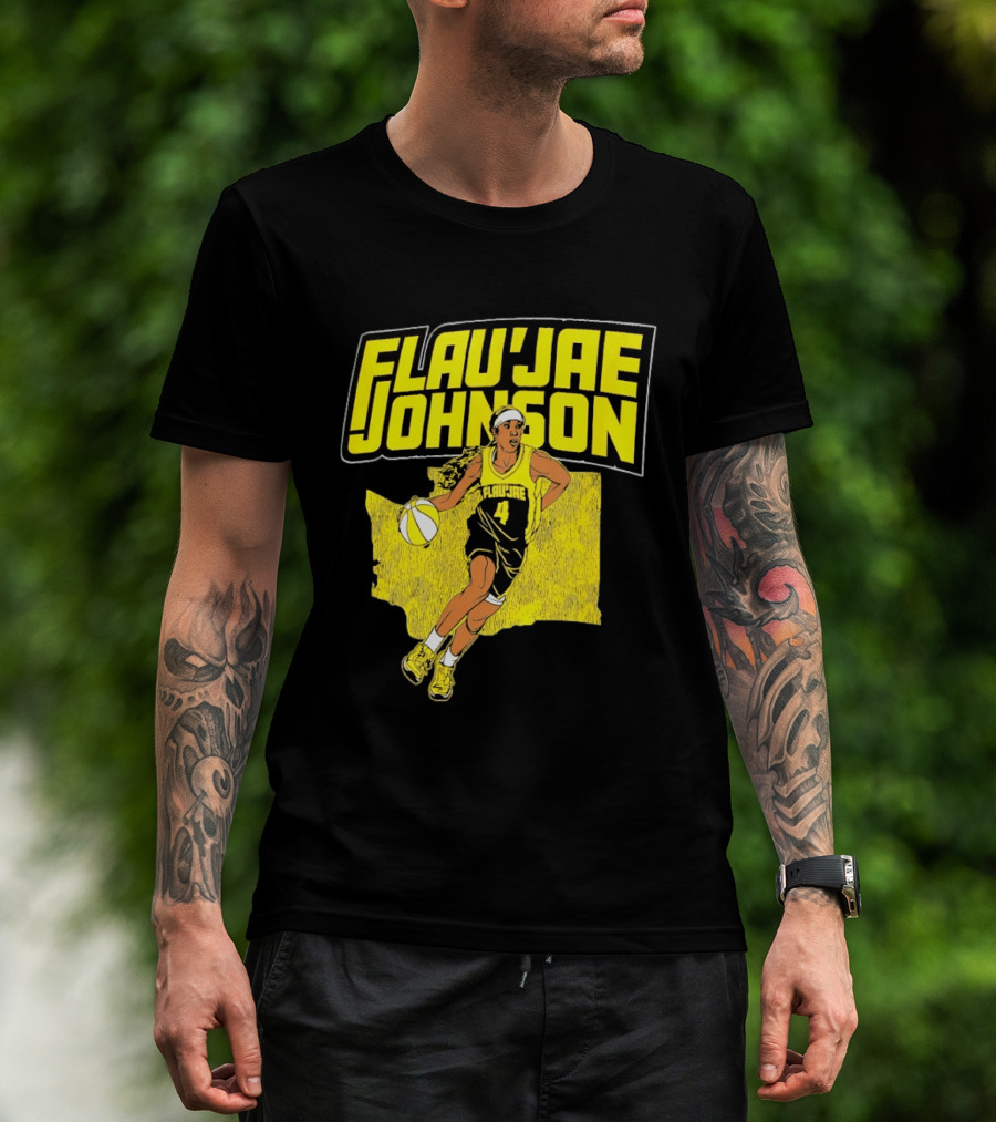 Flau'jae Johnson Basketball Illustration Yellow Seattle Storm T-Shirt