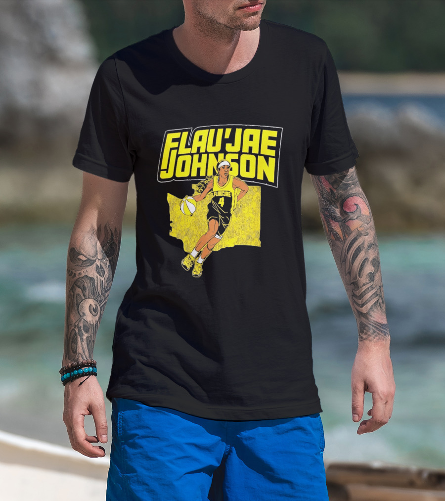 Flau'jae Johnson Basketball Illustration Yellow Seattle Storm T-Shirt