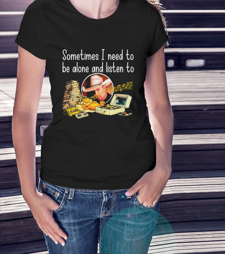 Garth Brooks Orange Cat Sometimes I Need To Be Alone And Listen To Music Retro Stack T-Shirt