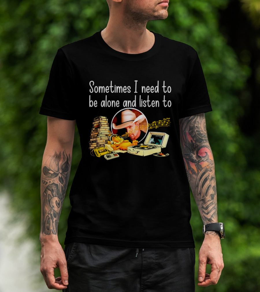 Garth Brooks Orange Cat Sometimes I Need To Be Alone And Listen To Music Retro Stack T-Shirt