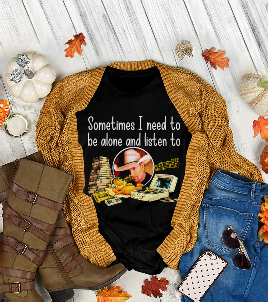 Garth Brooks Orange Cat Sometimes I Need to Be Alone and Listen to Music Retro Stack T-Shirt