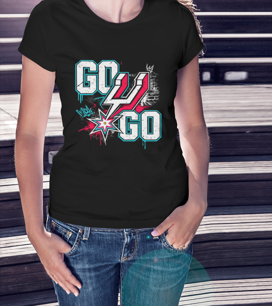 San Antonio Spurs Go Spurs Go Basketball Graffiti 4 Star T-Shirt