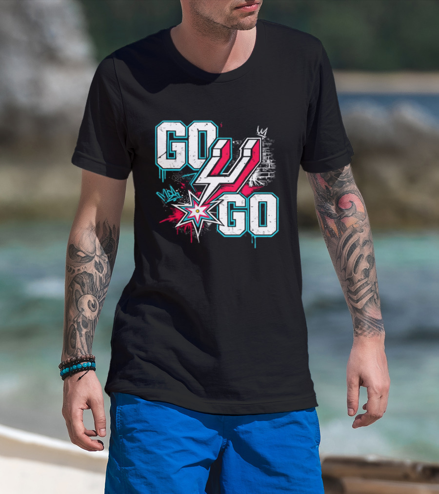 San Antonio Spurs Go Spurs Go Basketball Graffiti 4 Star T-Shirt