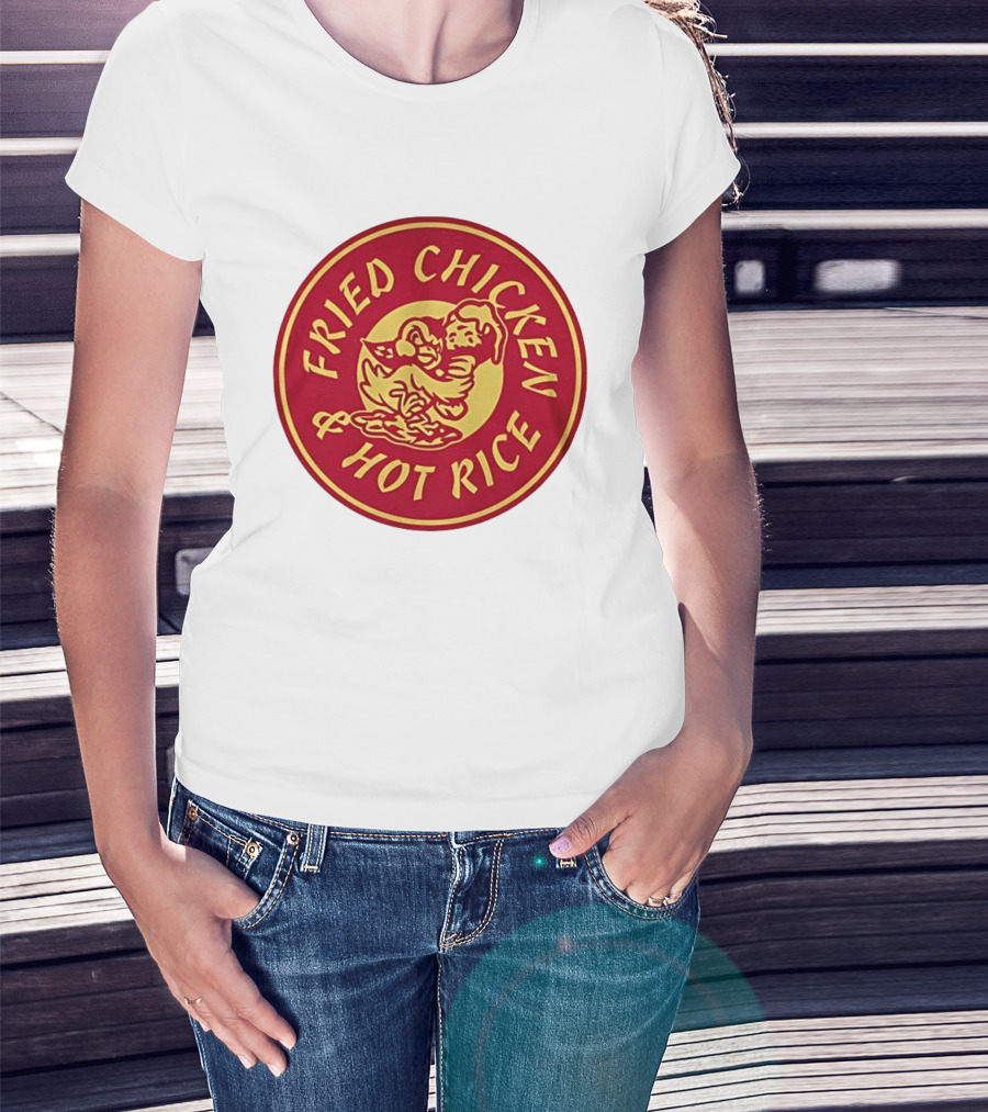 Fried Chicken And Hot Rice Vintage Style Circle T-Shirt