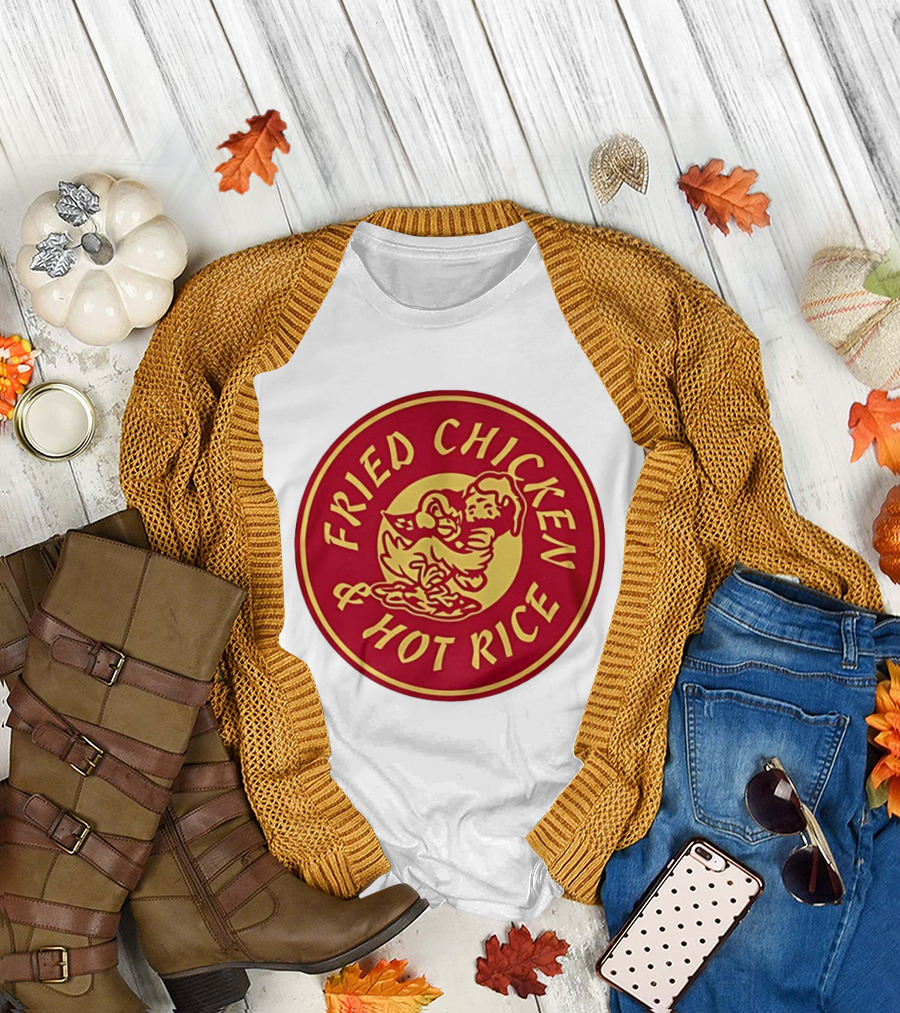 Fried Chicken and Hot Rice Vintage Style Circle T-Shirt