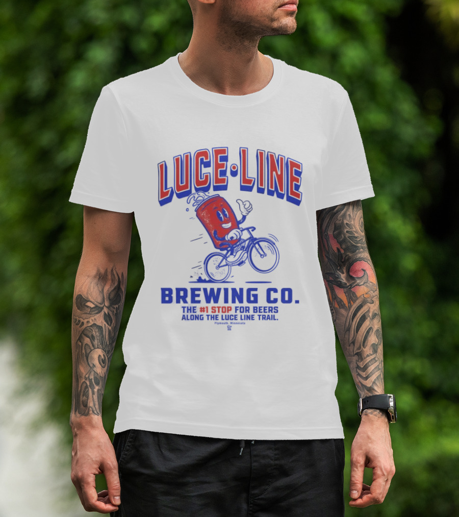 Luce Line Brewing Co The 1 Stop For Beers Along The Luce Line Trail Featuring Cycling Can T-Shirt