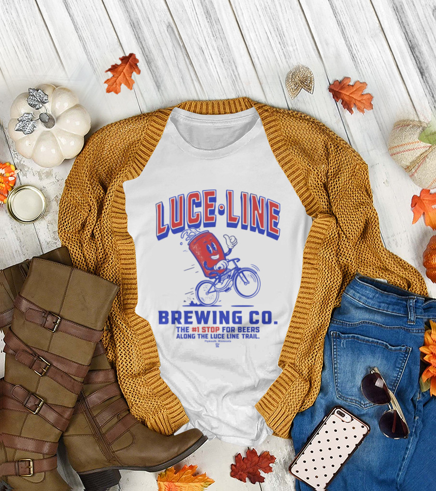 Luce Line Brewing Co The 1 Stop For Beers Along The Luce Line Trail Featuring Cycling Can T-Shirt