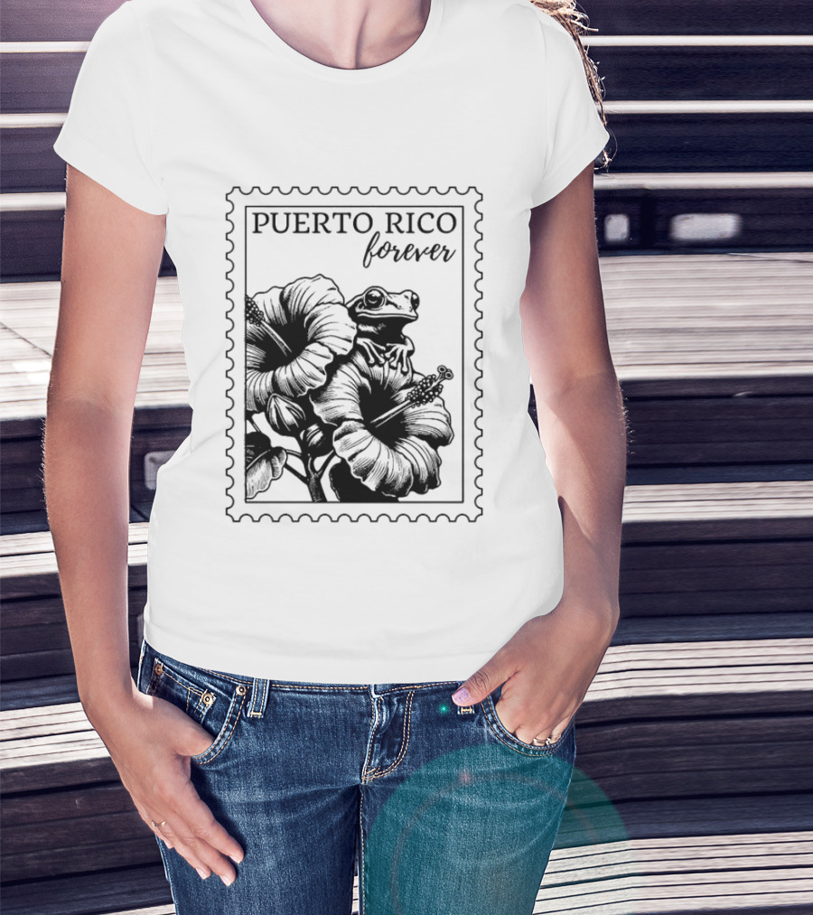 Puerto Rico Forever Hibiscus Stamp T-Shirt