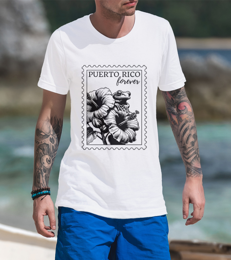 Puerto Rico Forever Hibiscus Stamp T-Shirt