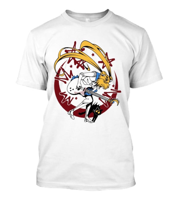 Rock N' Roll Moonlight Pop Culture Wizard Sailor Character Magic Guitar T-Shirt