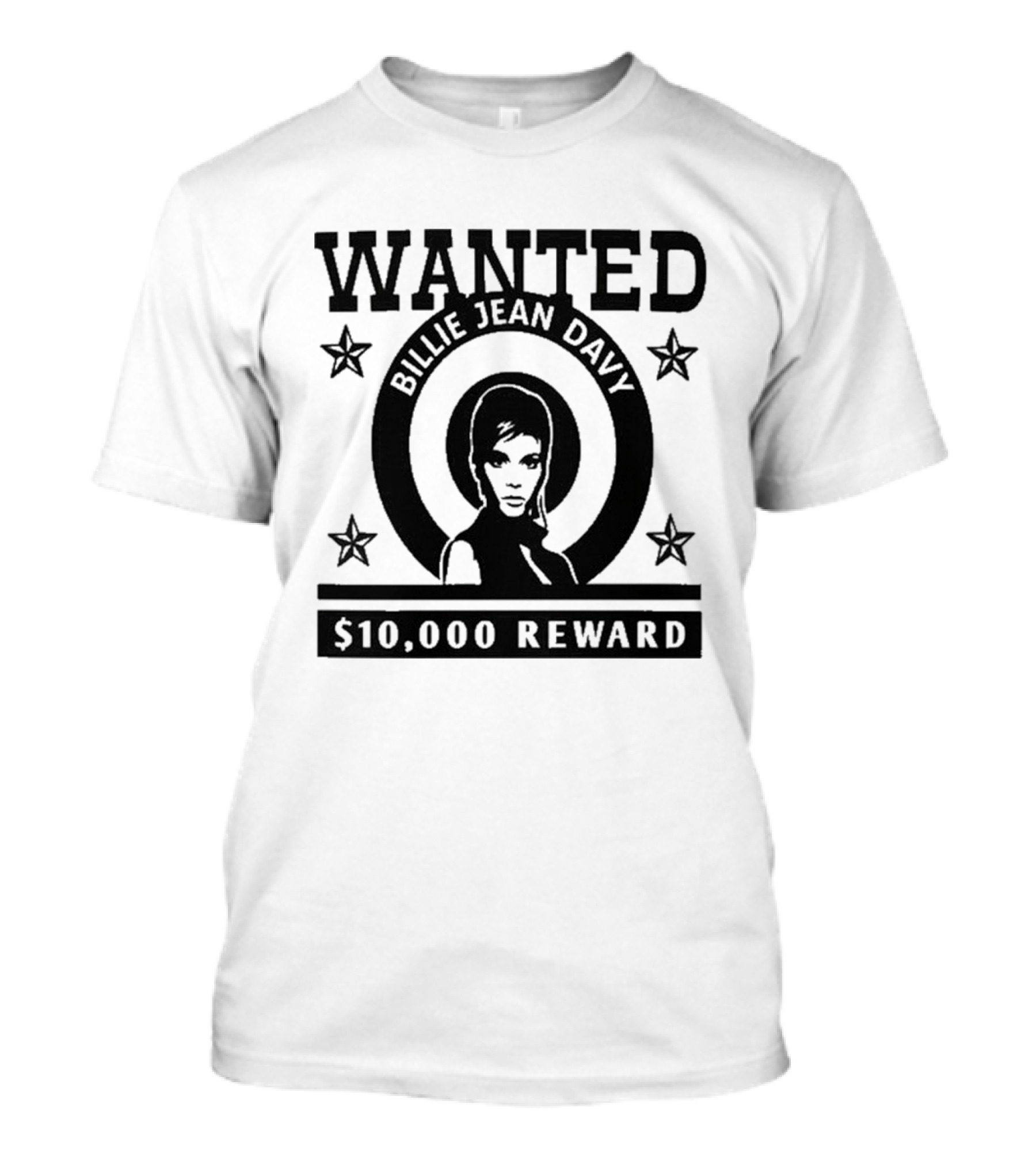 Wanted Billie Jean Davy 10000 Reward Stars Circle T-Shirt