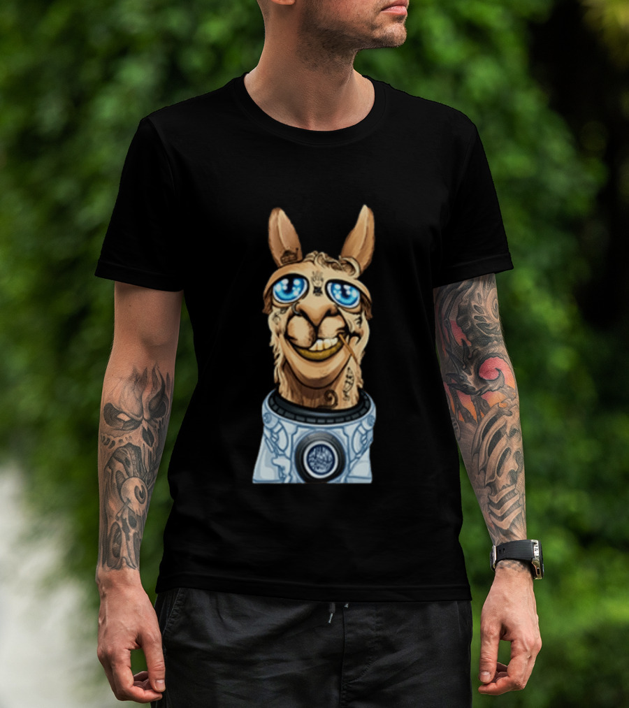 Astronaut Llama Space Adventure With Cosmic Glasses And Spacesuit T-Shirt