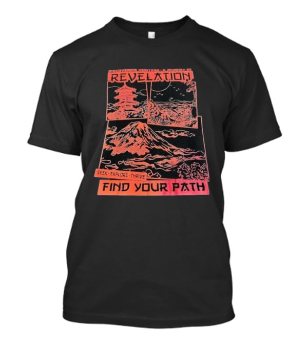 Discovering Heritage Journey Revelation Seek Explore Thrive Find Your Path Mountain Pagoda Landscape T-Shirt