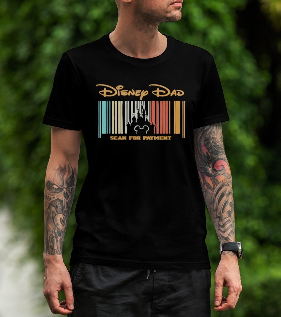Disney Dad Barcode Castle Scan For Payment Father's Day T-Shirt
