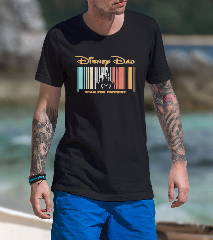 Disney Dad Barcode Castle Scan For Payment Father's Day T-Shirt
