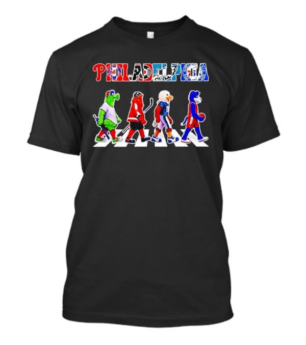 Philadelphia Mascots Abbey Road Beatles Parody Sports Teams 76ers Phillies Eagles Flyers T-Shirt