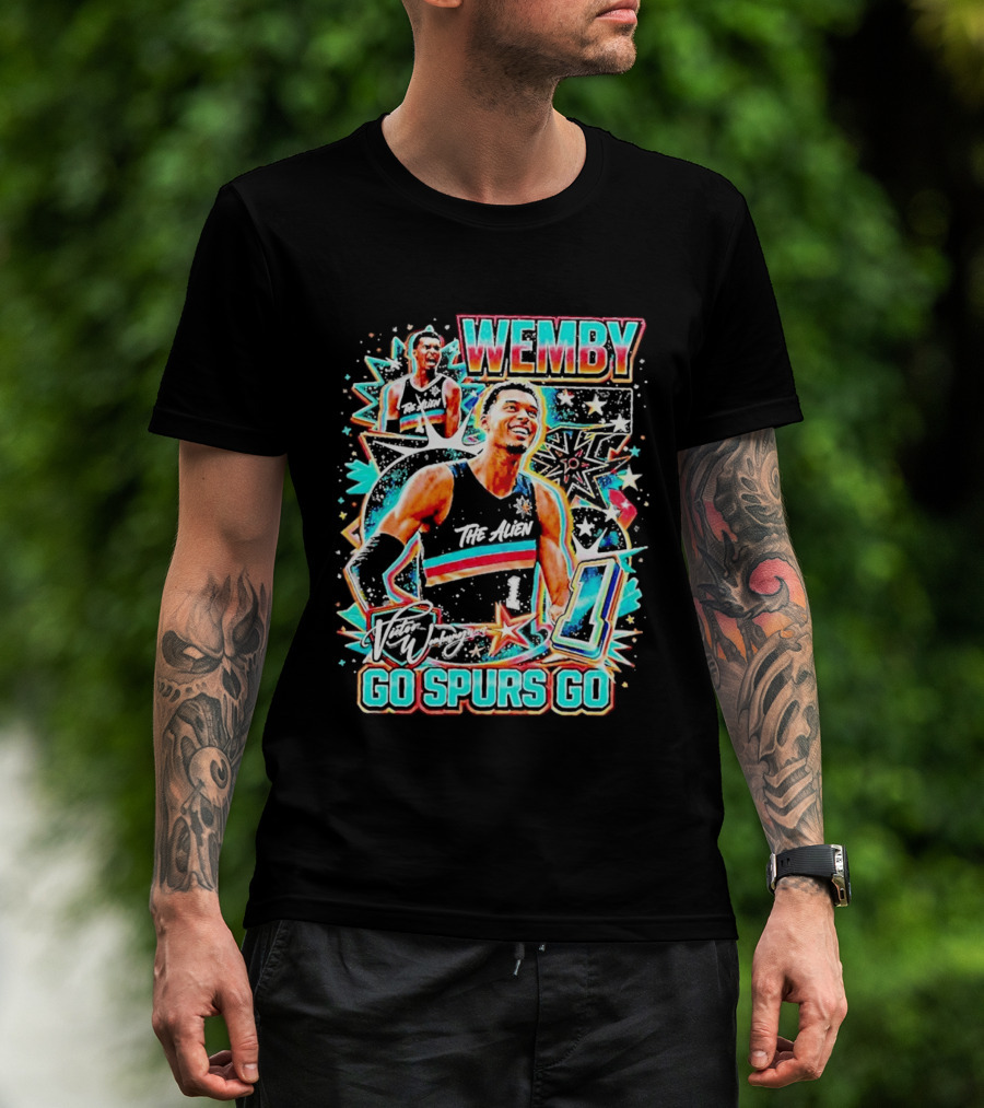 Wemby The Alien Go Spurs Go 90s Bootleg Retro Stars Number One T-Shirt