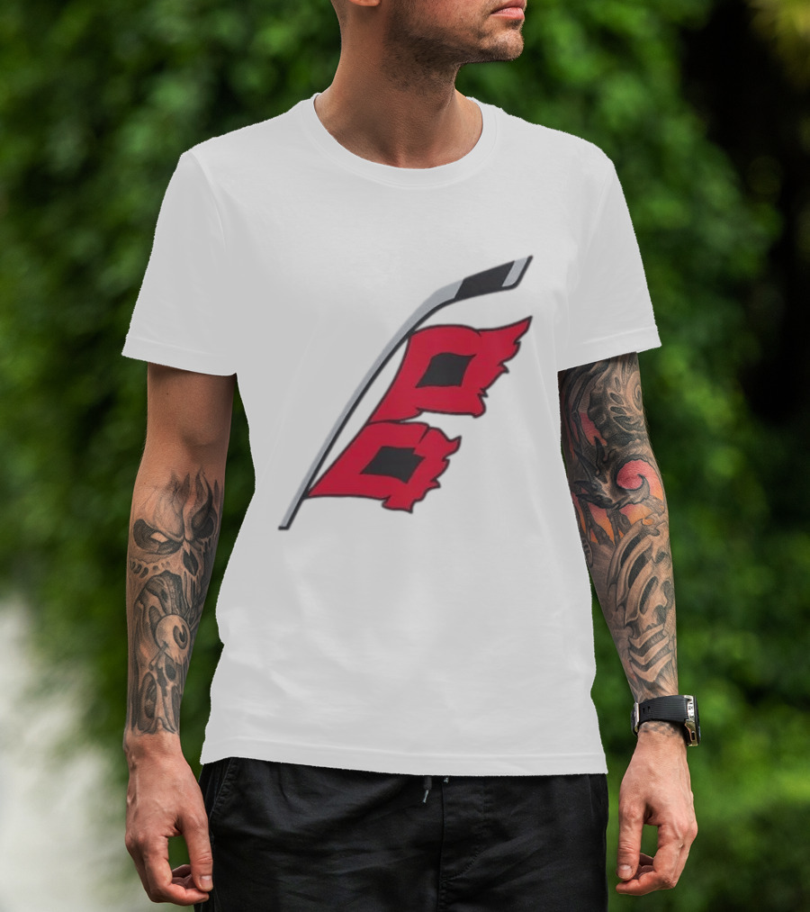 Carolina Hurricanes Red Storm Surge Hockey Stick Flag T-Shirt