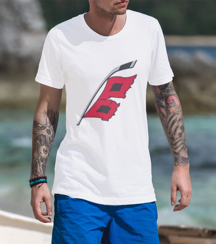Carolina Hurricanes Red Storm Surge Hockey Stick Flag T-Shirt