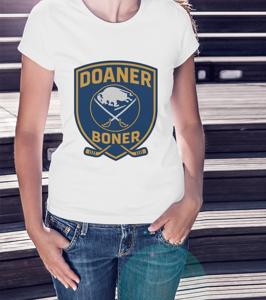 Buffalo Sabres Doaner Boner Logo With Crossed Hockey Sticks T-Shirt