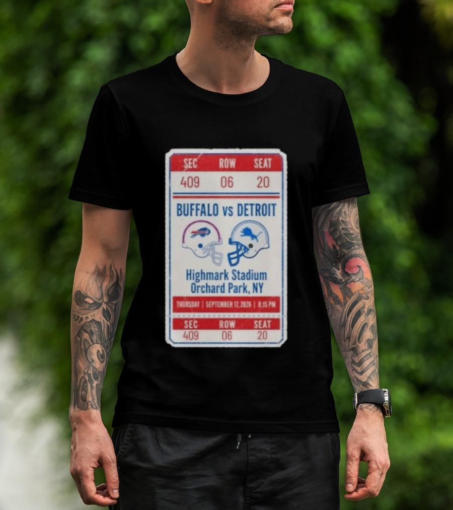 Buffalo Vs Detroit Highmark Stadium Orchard Park NY September 12 2026 Football Match Helmets T-Shirt