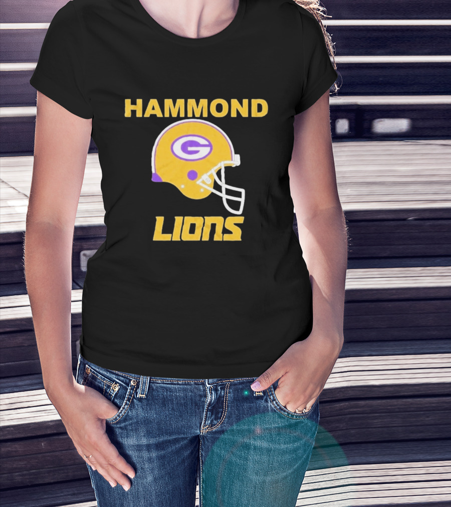Hammond Lions Yellow Football Helmet Team Spirit T-Shirt