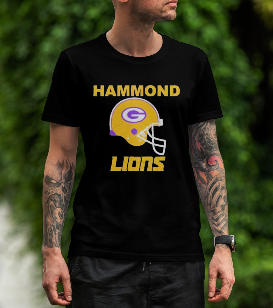 Hammond Lions Yellow Football Helmet Team Spirit T-Shirt