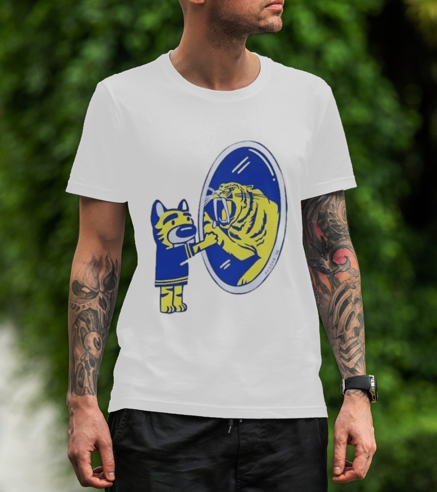 Buffalo Sabres Saber Tooth Tiger Mirror Reflection Comic T-Shirt