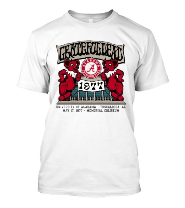 Grateful Dead Alabama Crimson Tide 1977 Memorial Coliseum Tuscaloosa Bears T-Shirt