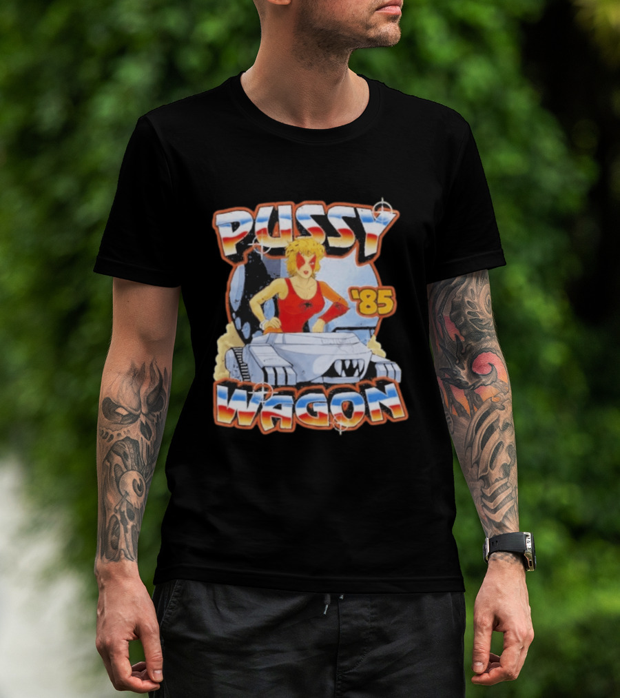 Pussy Wagon 85 Retro Car Girl Tank Cartoon T-Shirt