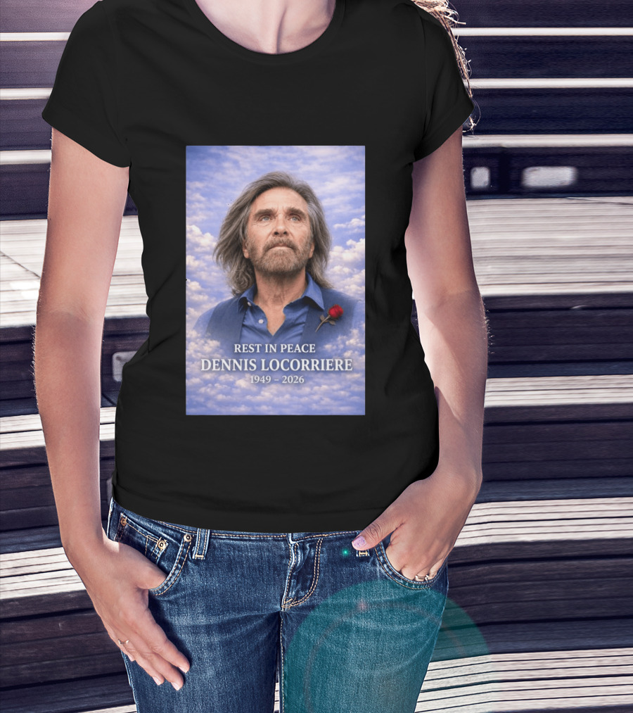 Rest In Peace Dennis Locorriere 1949 2026 Memorial Tribute With Rose And Clouds T-Shirt