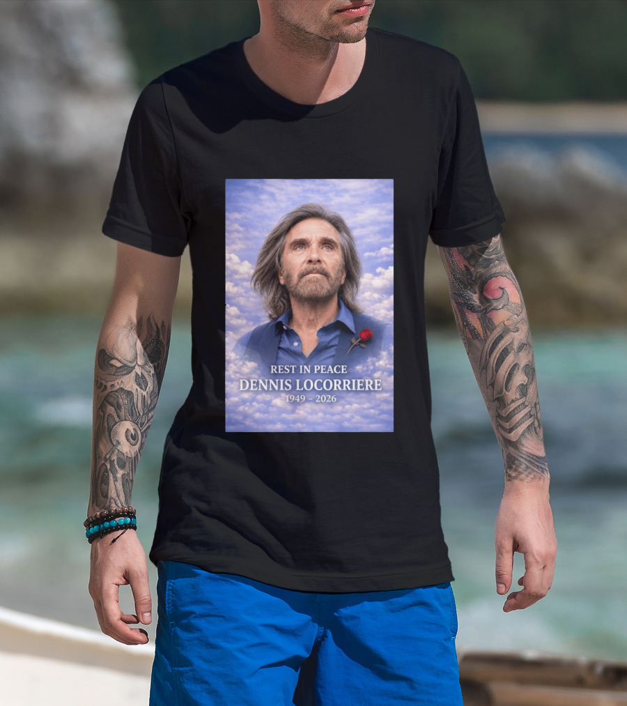 Rest In Peace Dennis Locorriere 1949 2026 Memorial Tribute With Rose And Clouds T-Shirt