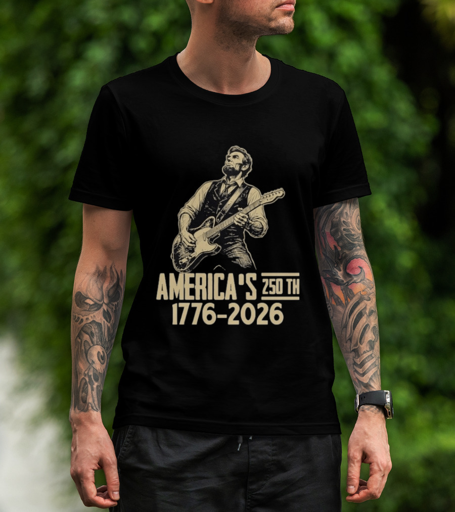 Abraham Lincoln Rocks Guitar America's 250th 1776 2026 T-Shirt