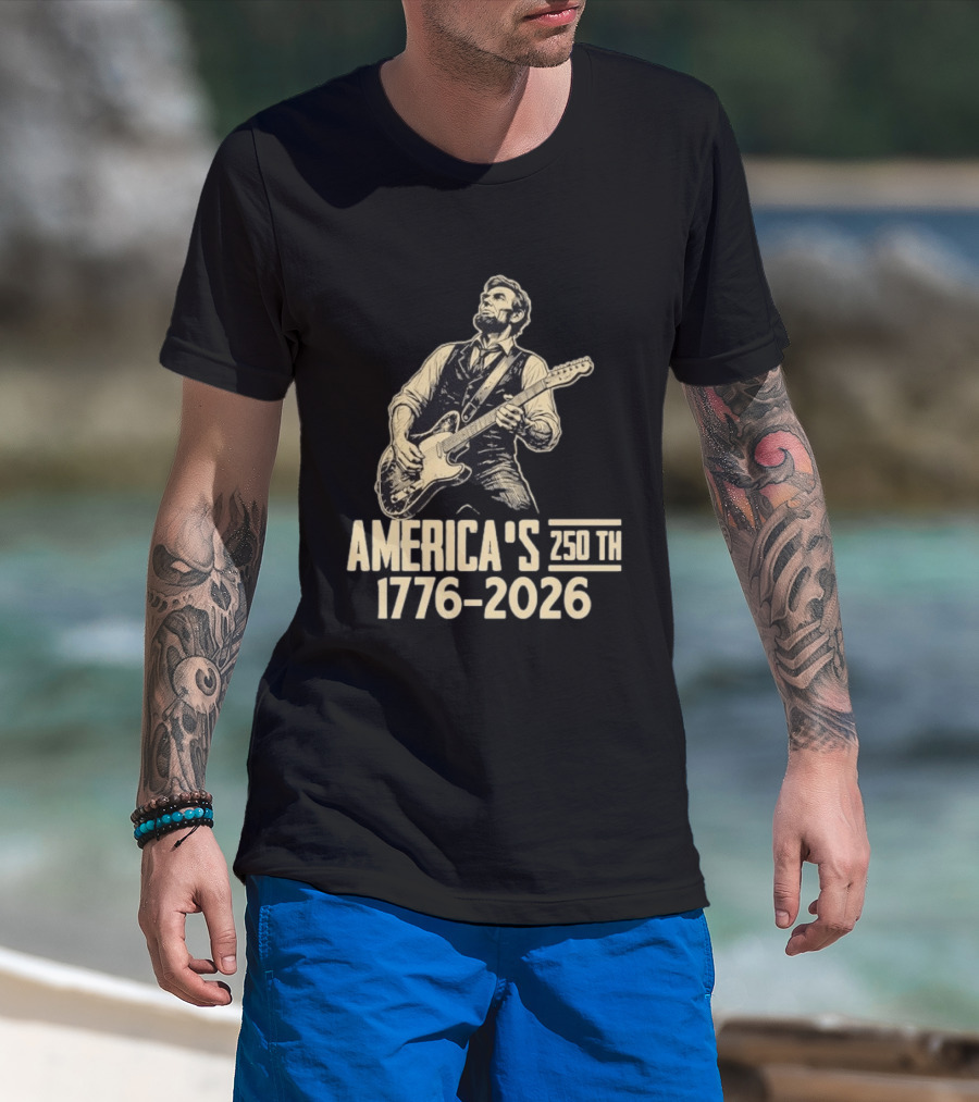 Abraham Lincoln Rocks Guitar America's 250th 1776 2026 T-Shirt