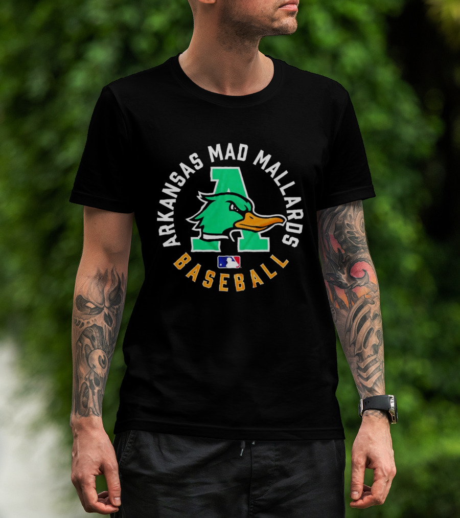 Arkansas Mad Mallards Baseball Team Logo With Iconic Duck And MLB T-Shirt
