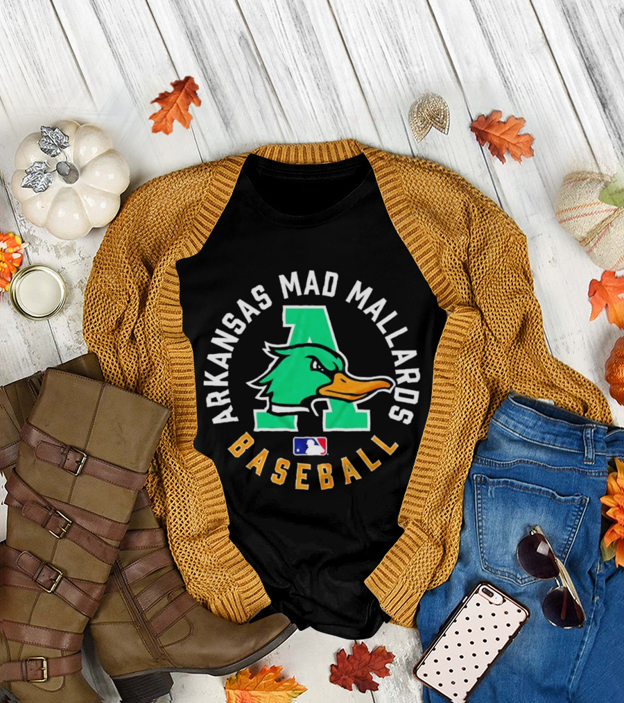 Arkansas Mad Mallards Baseball Team Logo with Iconic Duck and MLB T-Shirt
